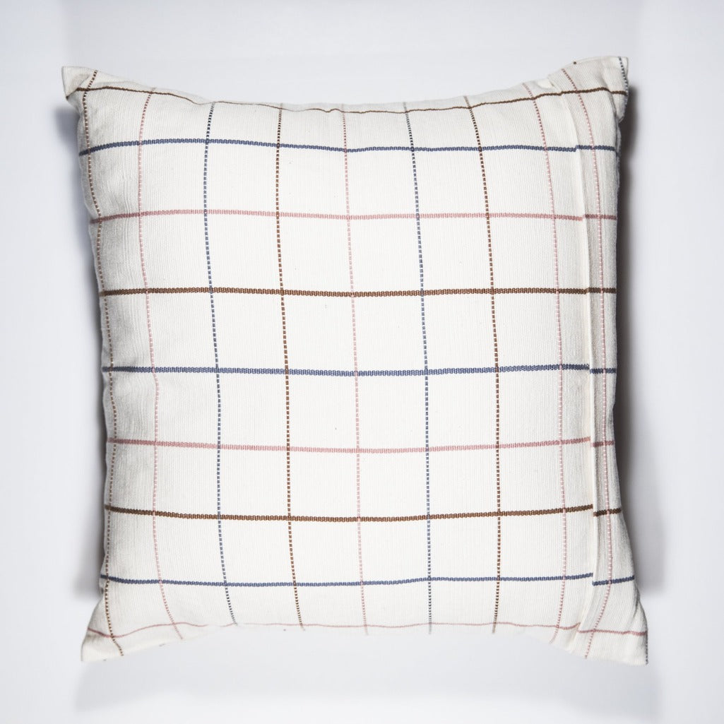100% cotton and naturally dyed handwoven PLAI pillow case made by Guatemalan artisans on Mayan backstrap loom.