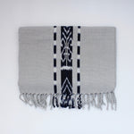 TAY Ikat Natural Dy table runner hand woven in Guatemala on Mayan backstrap loom by Living Threads Co. skilled artisans in Grey