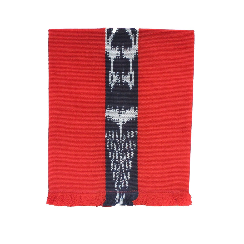 Artisan handcrafted cotton cloth napkin handwoven in Guatemala by Living Threads Co. Artisans in naturally dyed red-orange