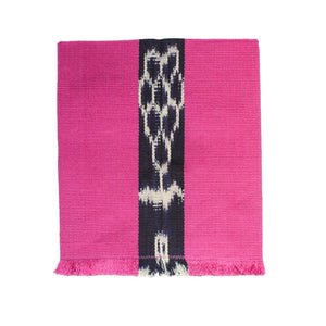 Artisan handcrafted cotton cloth napkin handwoven in Guatemala by Living Threads Co. Artisans in pink with Ikat detailing.
