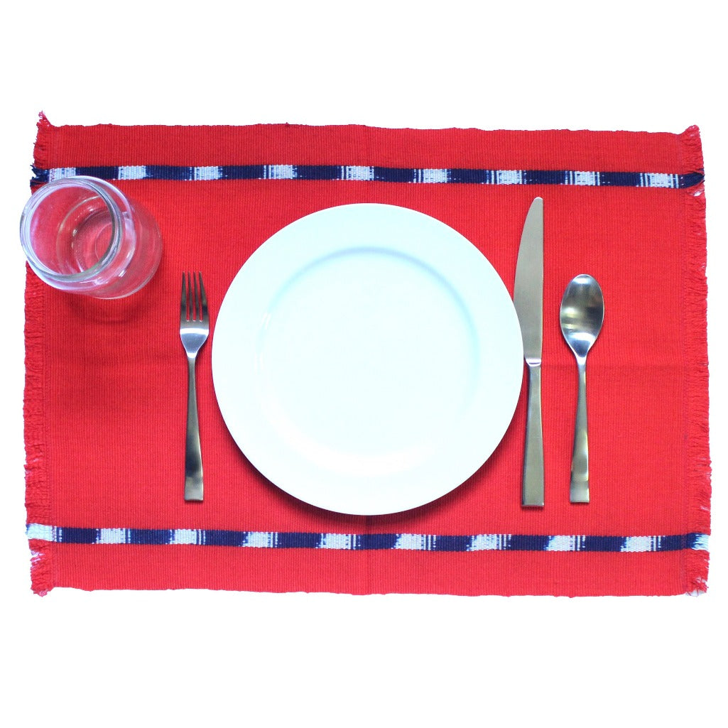 KAT placemats handwoven on mayan backstrap looms in Guatemala by Living Threads Co. artisans in Achiote