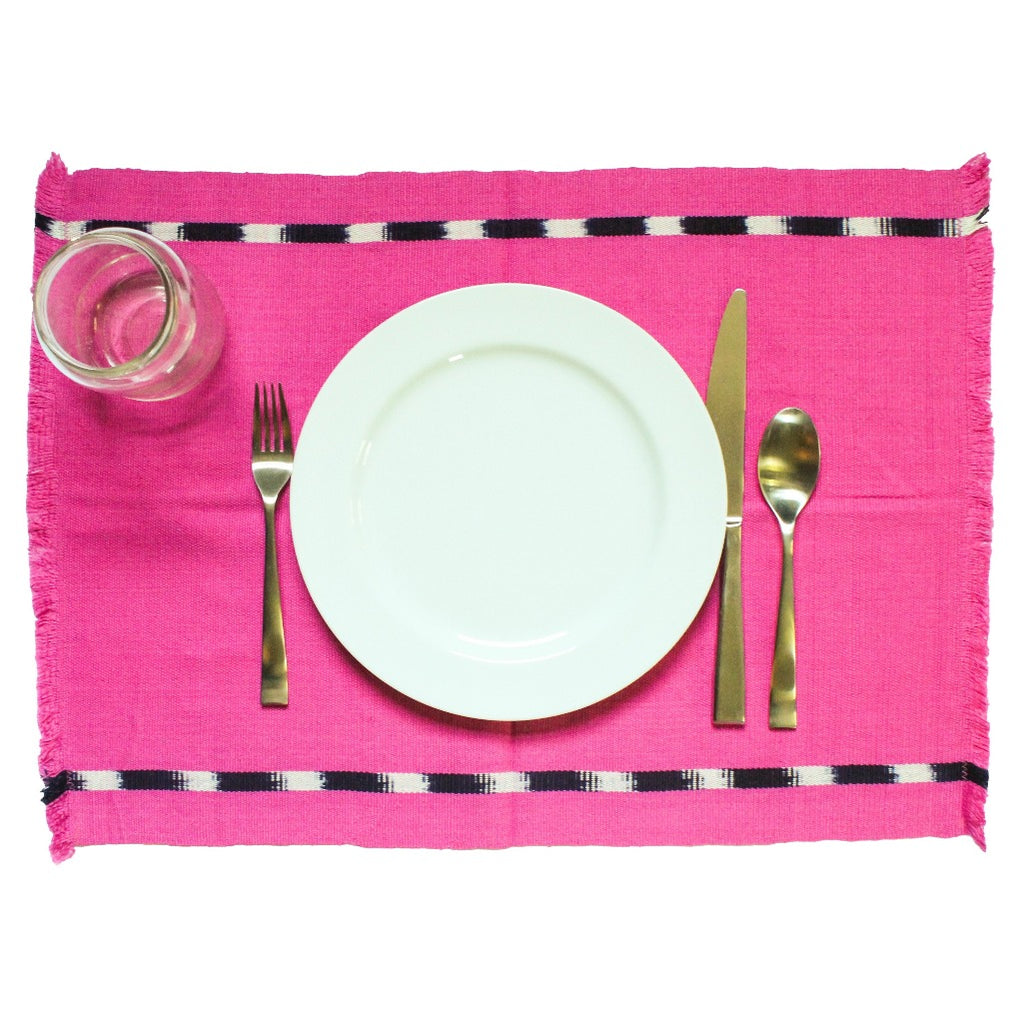 KAT placemats naturally dyed handwoven by Living Threads Co. in pink