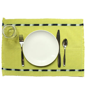 KAT placemats handwoven on mayan backstrap looms in Guatemala by Living Threads Co. artisans in Chartreuse 