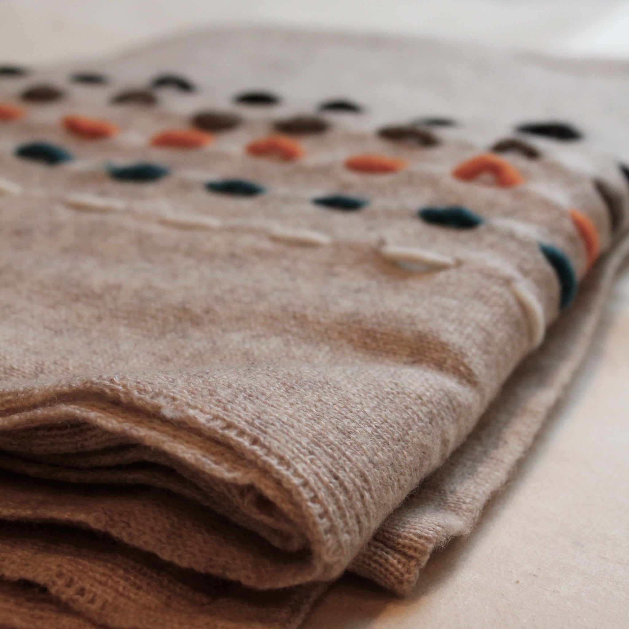 Living Threads Co. Cashmere TARA Pancho in Natural handwoven in Nepal by our partner artisans