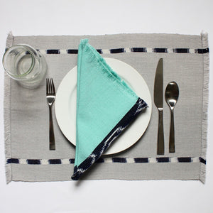 KAT placemats handwoven on mayan backstrap looms in Guatemala by Living Threads Co. artisans in grey