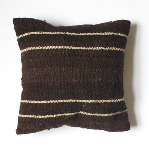 LANA 100% wool pillow in dark brown by Living Threads Co. artisans in Guatemala.