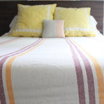 ILDER Handwoven 100% cotton queen blanket in Maroon & Orange stripes by Living Threads Co. artisans