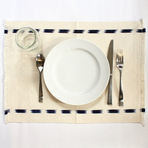 Ikat Handwoven placemats in Natural handcrafted and naturally dyed by Living Threads Co. artisans in Guatemala