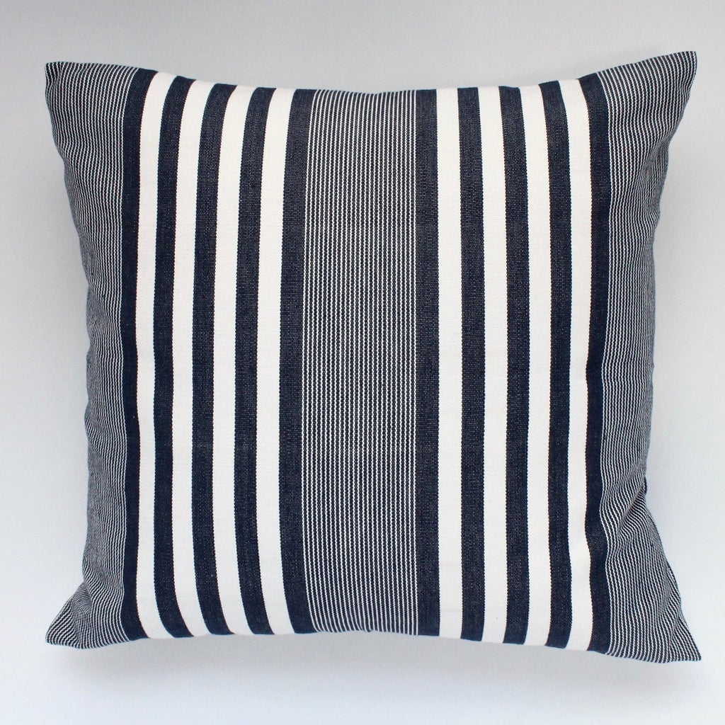 LA BASICA Handwoven eco-dyed cotton pillow by Living Threads Co. artisans in Navy