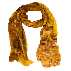 Burnt Gold handwoven bamboo silk scarf digital print by Living Threads Co.