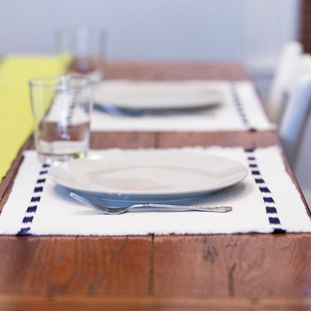 Living Threads Co. Ikat placemats in Natural Handwoven and naturally dyed in Guatemala