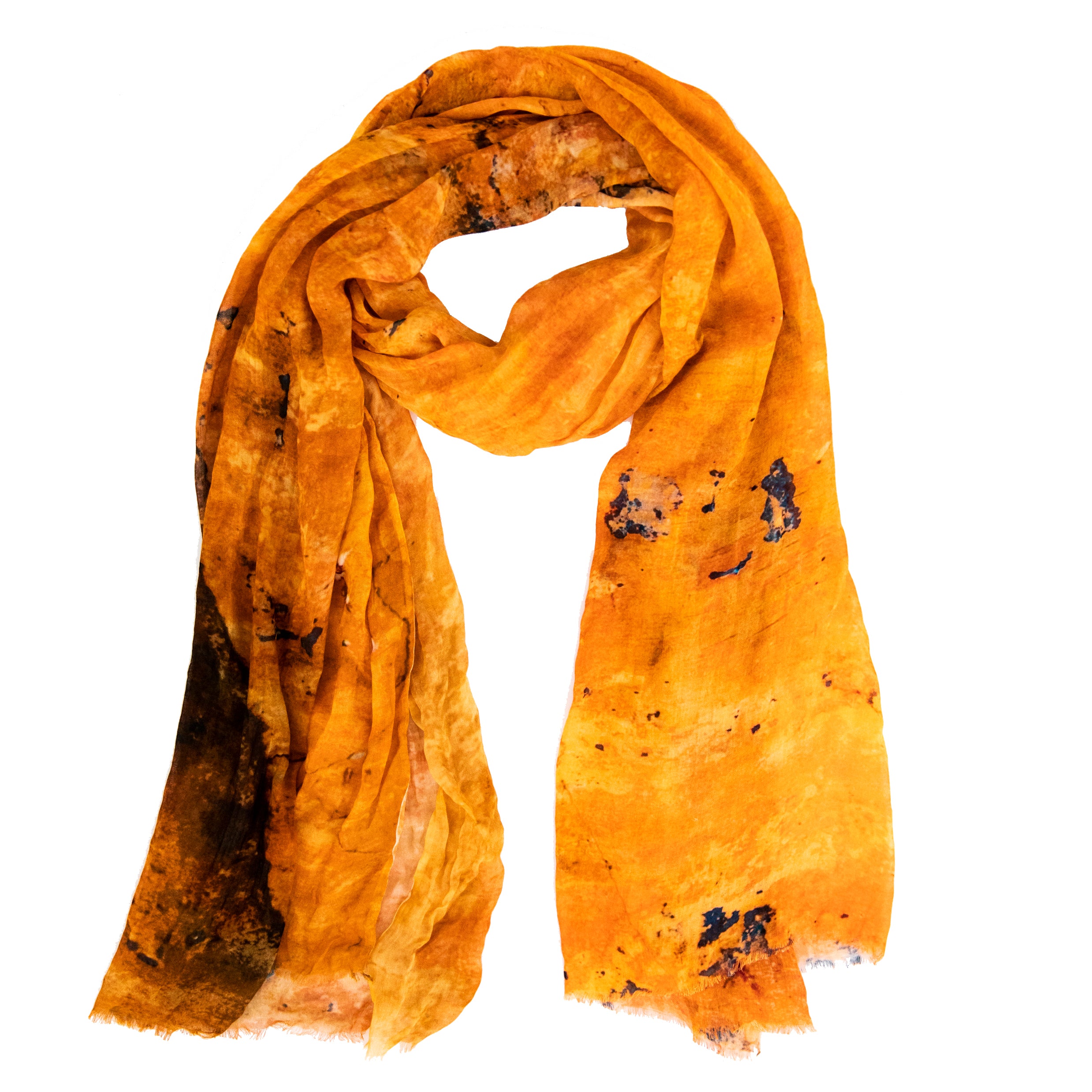 Orange -  Handwoven bamboo silk scarf digital print by Living Threads Co.