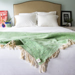Handwoven cotton MADERA artisan blanket and throw in Emerald by Living Threads Co.