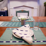 Forest KAT placemats handwoven and naturally dyed by Living Threads Co. Artisans in Guatemala 