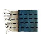 Living Threads Co. hand crafted natural Blue dip dye handwoven table runner