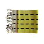 Living Threads Co. hand crafted natural Chartreuse dip dye handwoven table runner