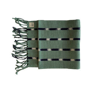 Living Threads Co. hand crafted eco-dyed handwoven TIPICA table runner in Forest