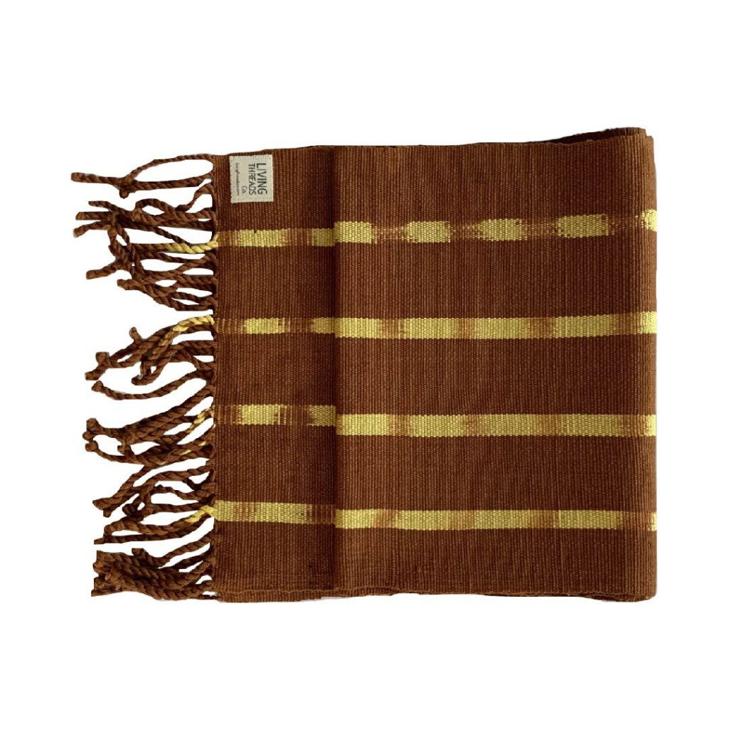 Living Threads Co. hand crafted eco-dyed handwoven TIPICA table runner in Brown